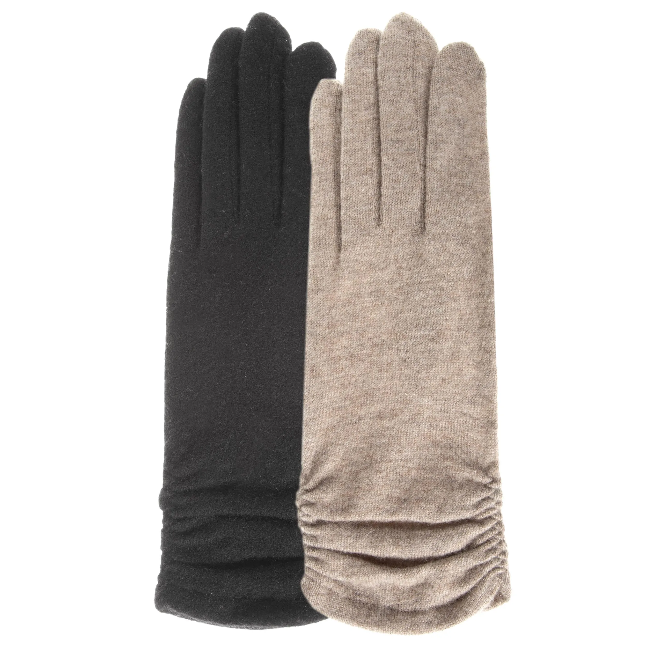 Gants long Femme tactile laine Beige