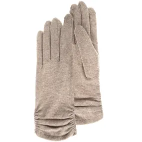 Gants long Femme tactile laine Beige