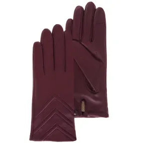 Gants à Chevrons en Cuir Femme Bordeaux