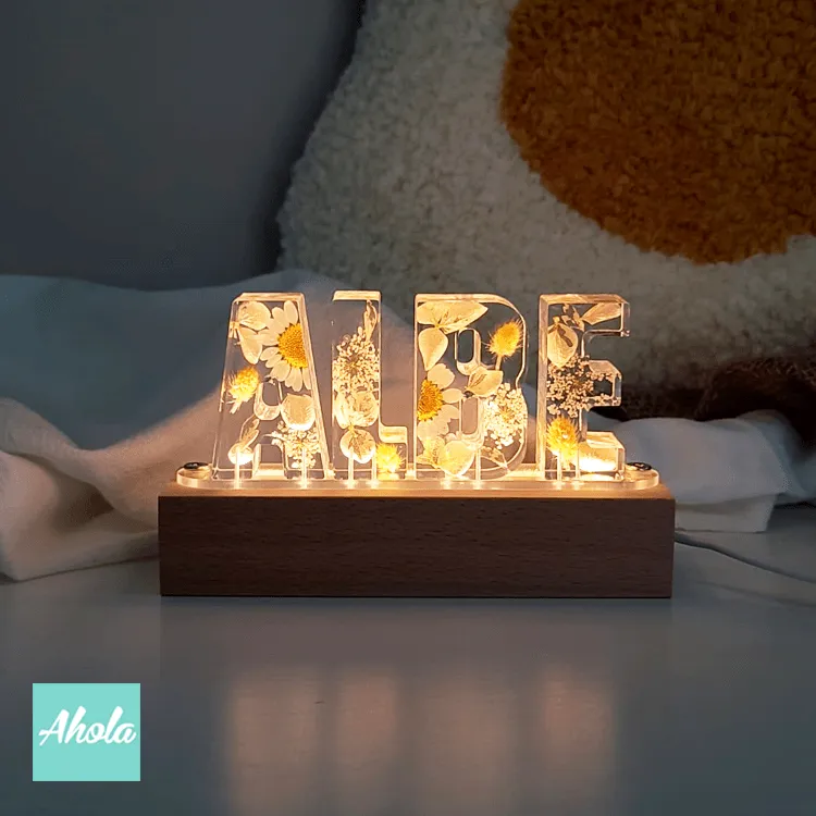 【Glowry】Mix Dried Flowers Hard Wood LED Decor Night Lamp 乾花亞加力小夜燈