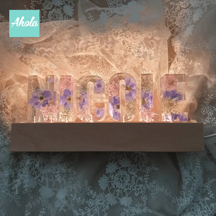 【Glowry】Mix Dried Flowers Hard Wood LED Decor Night Lamp 乾花亞加力小夜燈