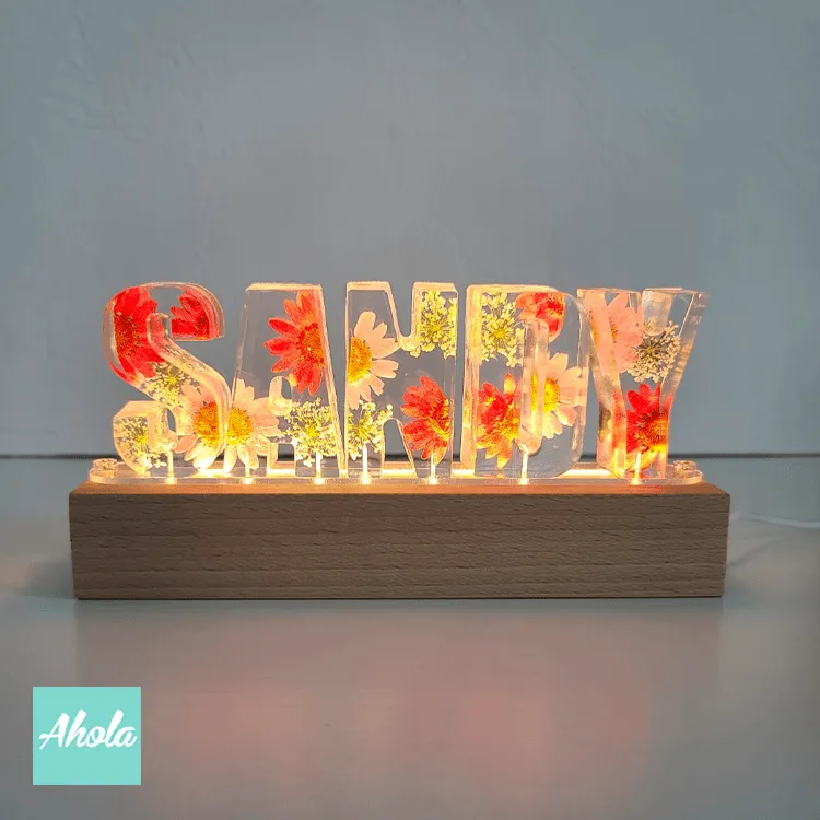 【Glowry】Mix Dried Flowers Hard Wood LED Decor Night Lamp 乾花亞加力小夜燈