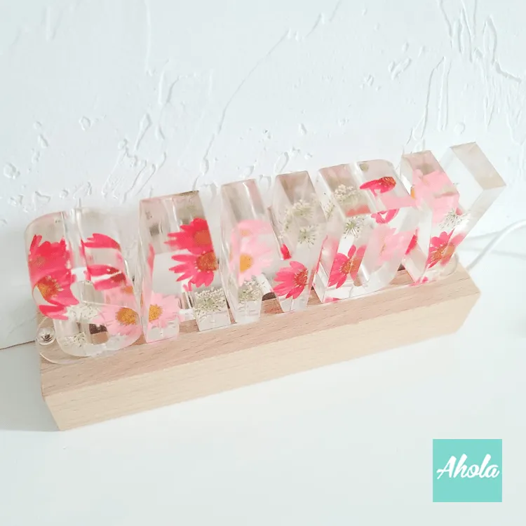 【Glowry】Mix Dried Flowers Hard Wood LED Decor Night Lamp 乾花亞加力小夜燈