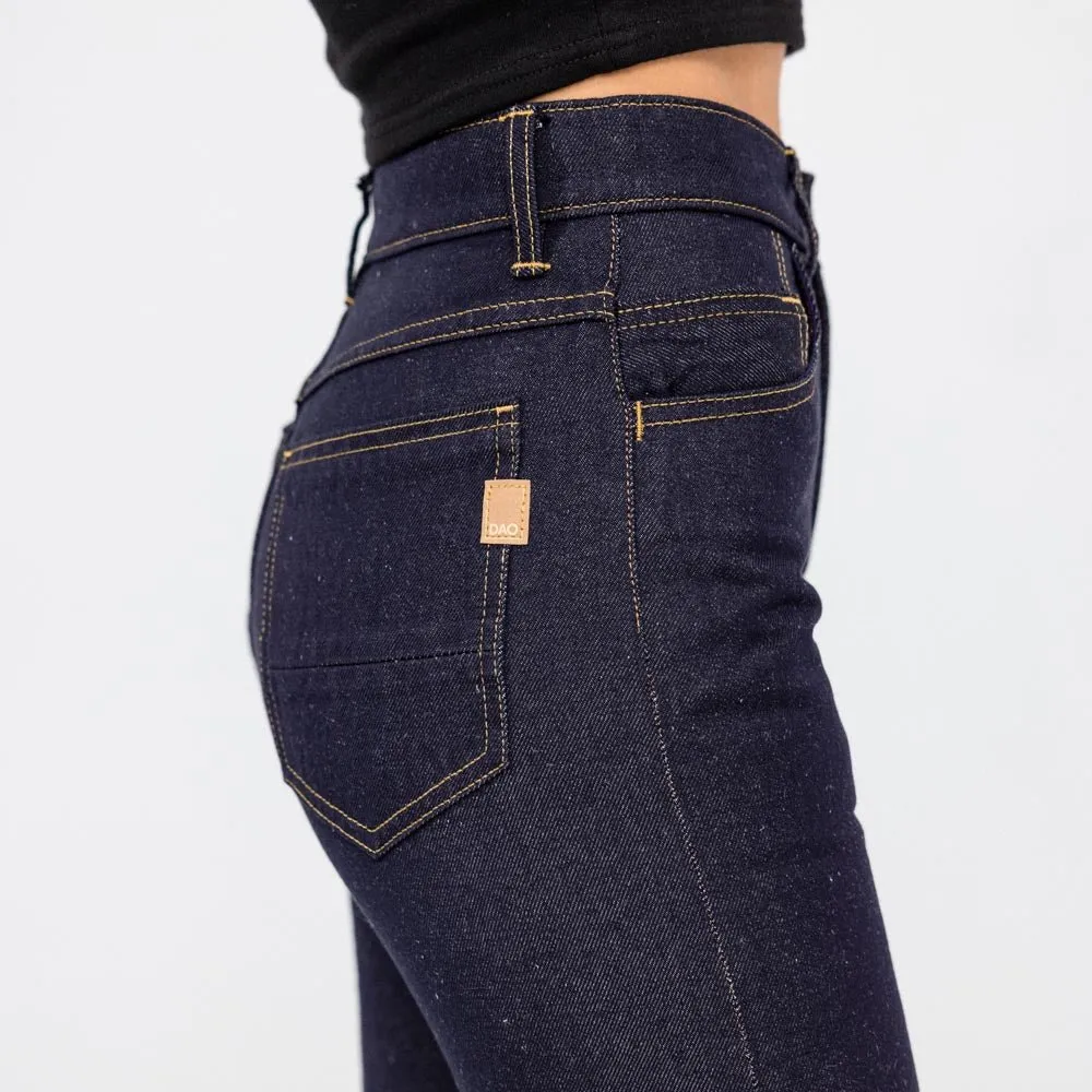 Jeans Charlie Denim Lin bleu taille haute coupe Demi-Slim