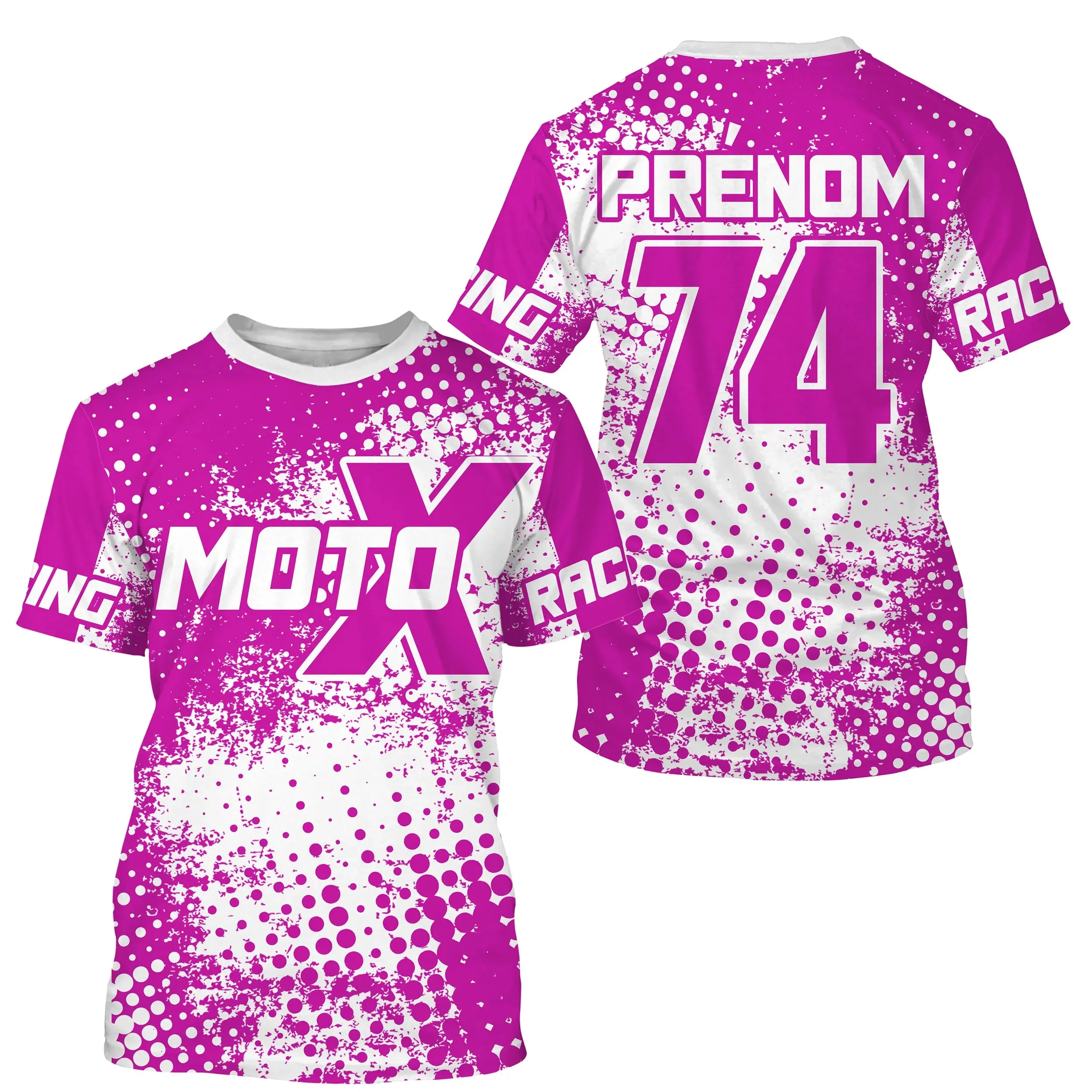 Maillot Cross Protection UV Rose, Cadeau Personnalisé Pilote Moto Cross, Courses Moto Tout-Terrain - MZ27122203