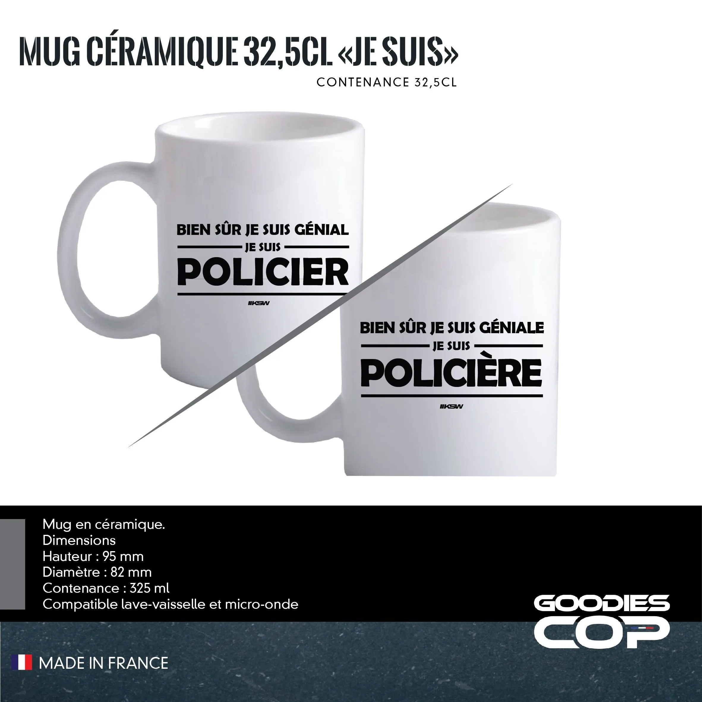 Mug Céramique 32,5 cl Je suis Policier