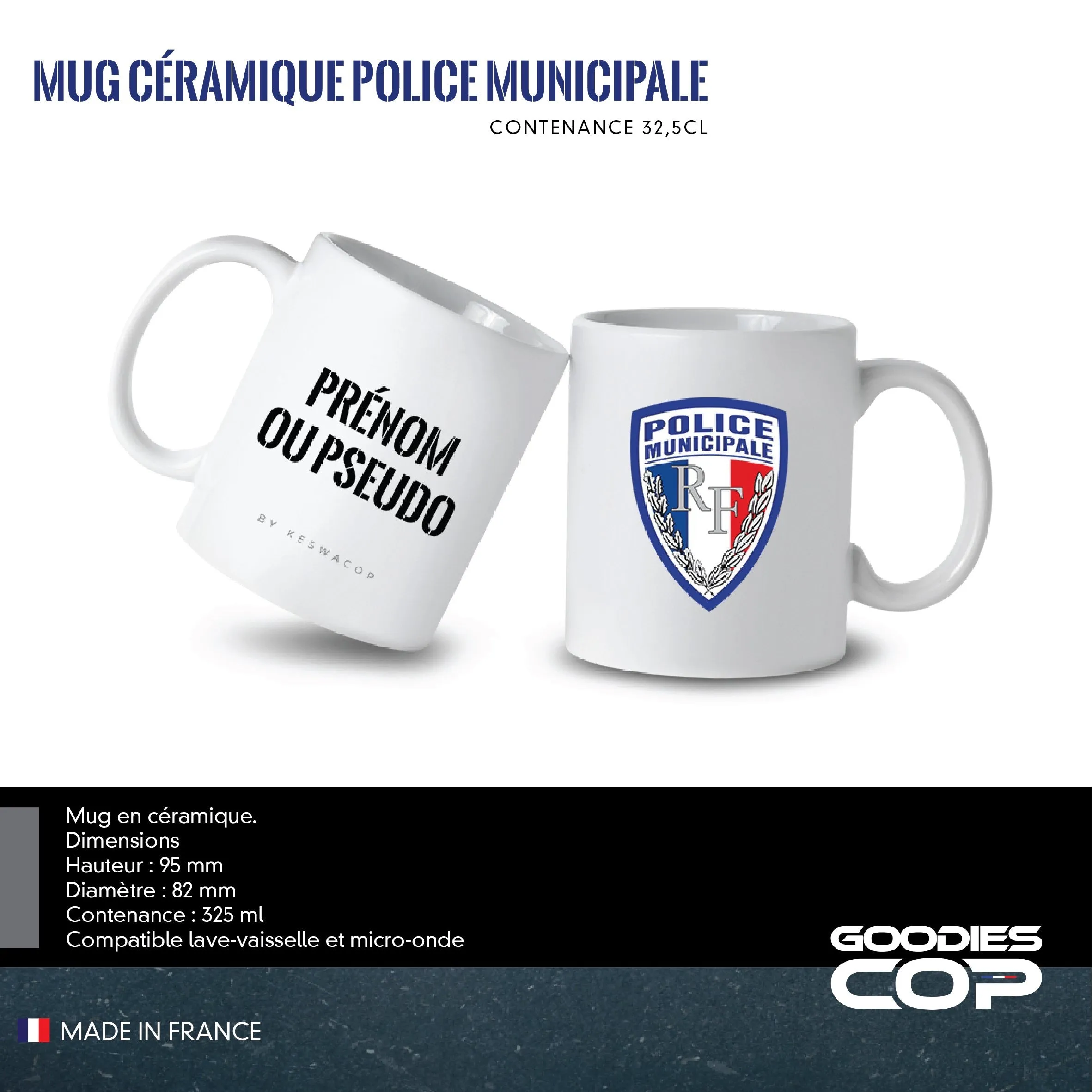 Mug Céramique 32,5CL Police  Municipale