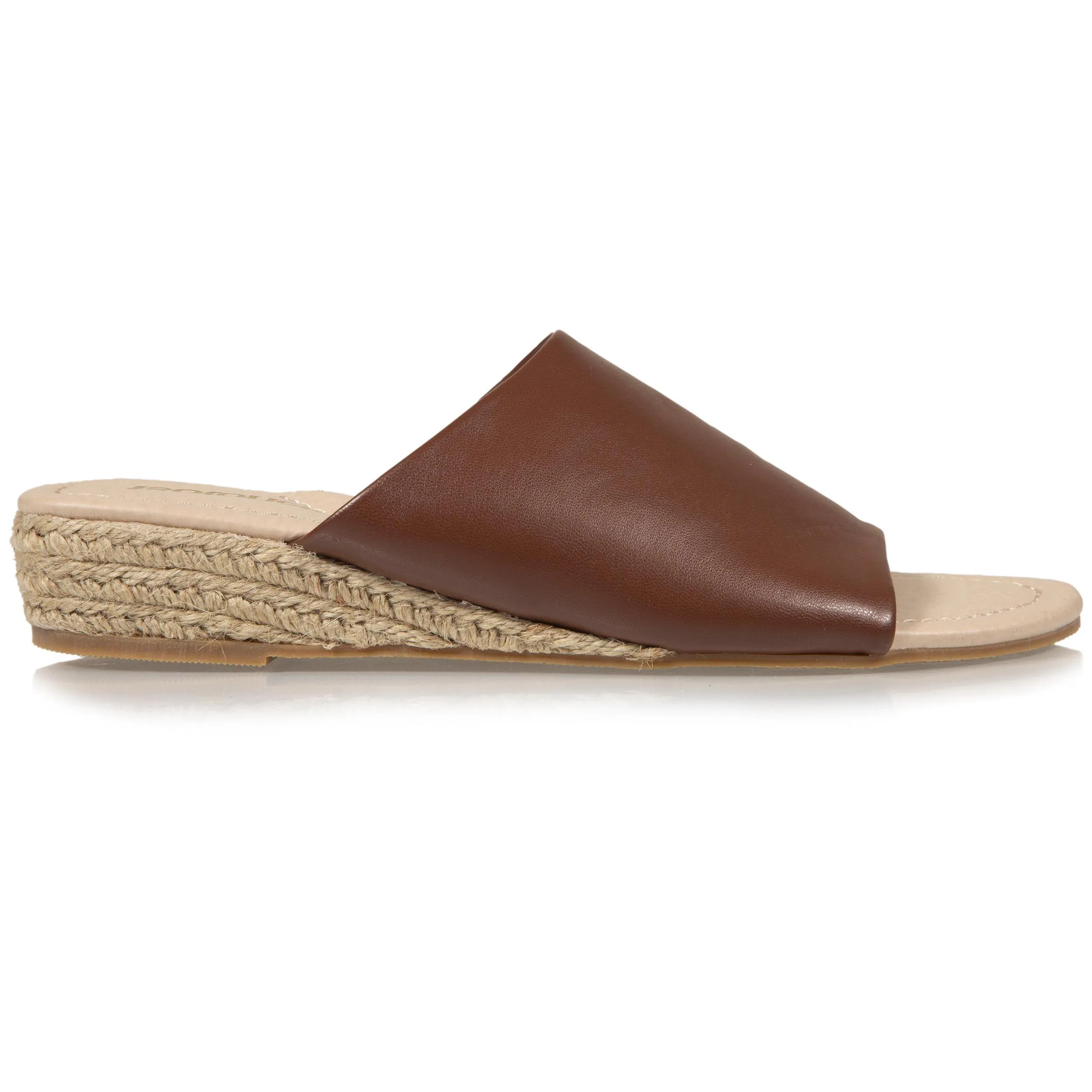 Mules Femme talon bandeau Cognac