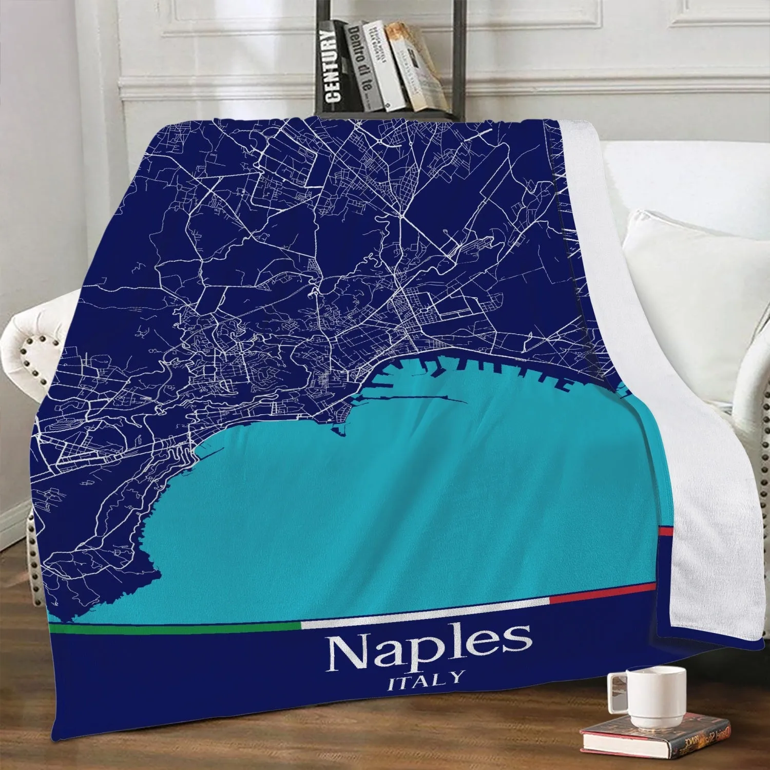 Naples City Map Fleece Blanket