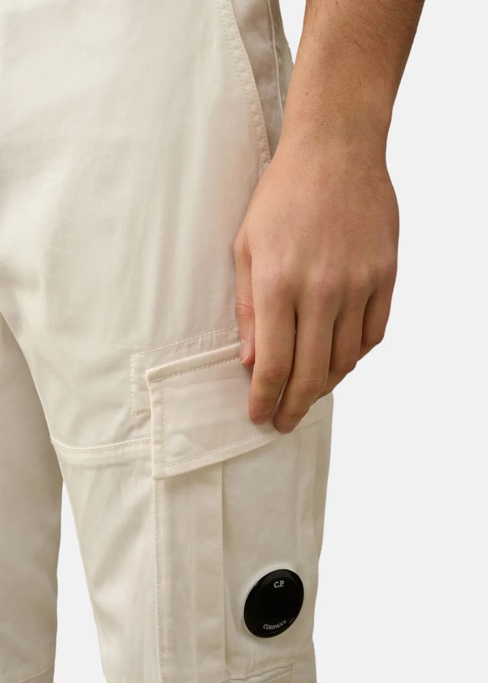 Pantalon C.P. Company cargo satin stretch Blanc