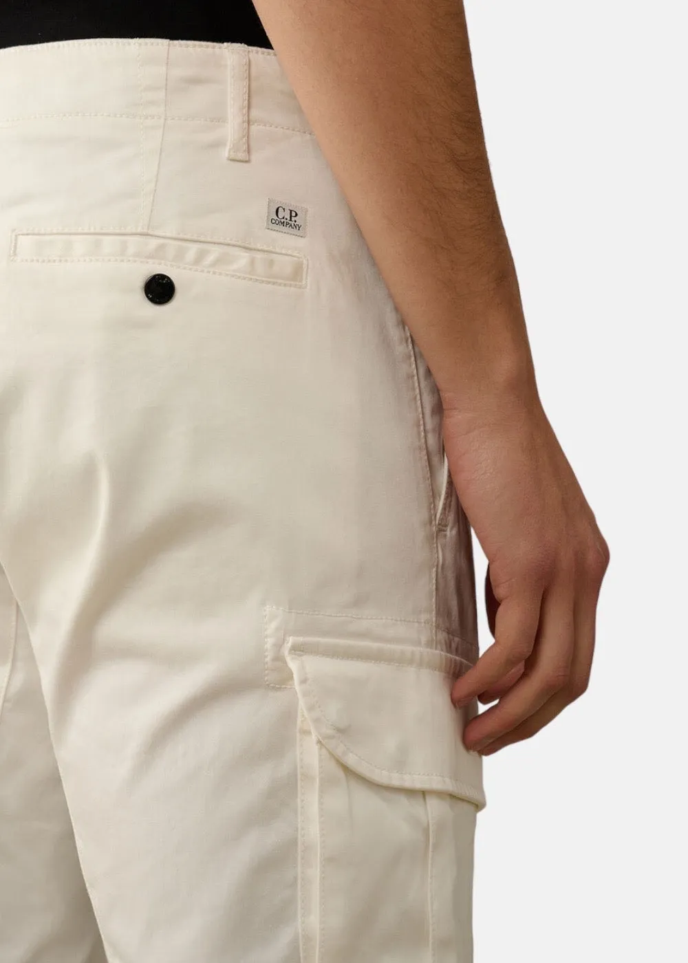 Pantalon C.P. Company cargo satin stretch Blanc