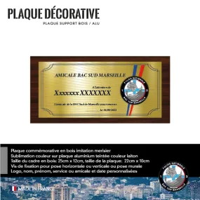 Plaque Décorative Personnalisée Amicale BAC Sud Marseille