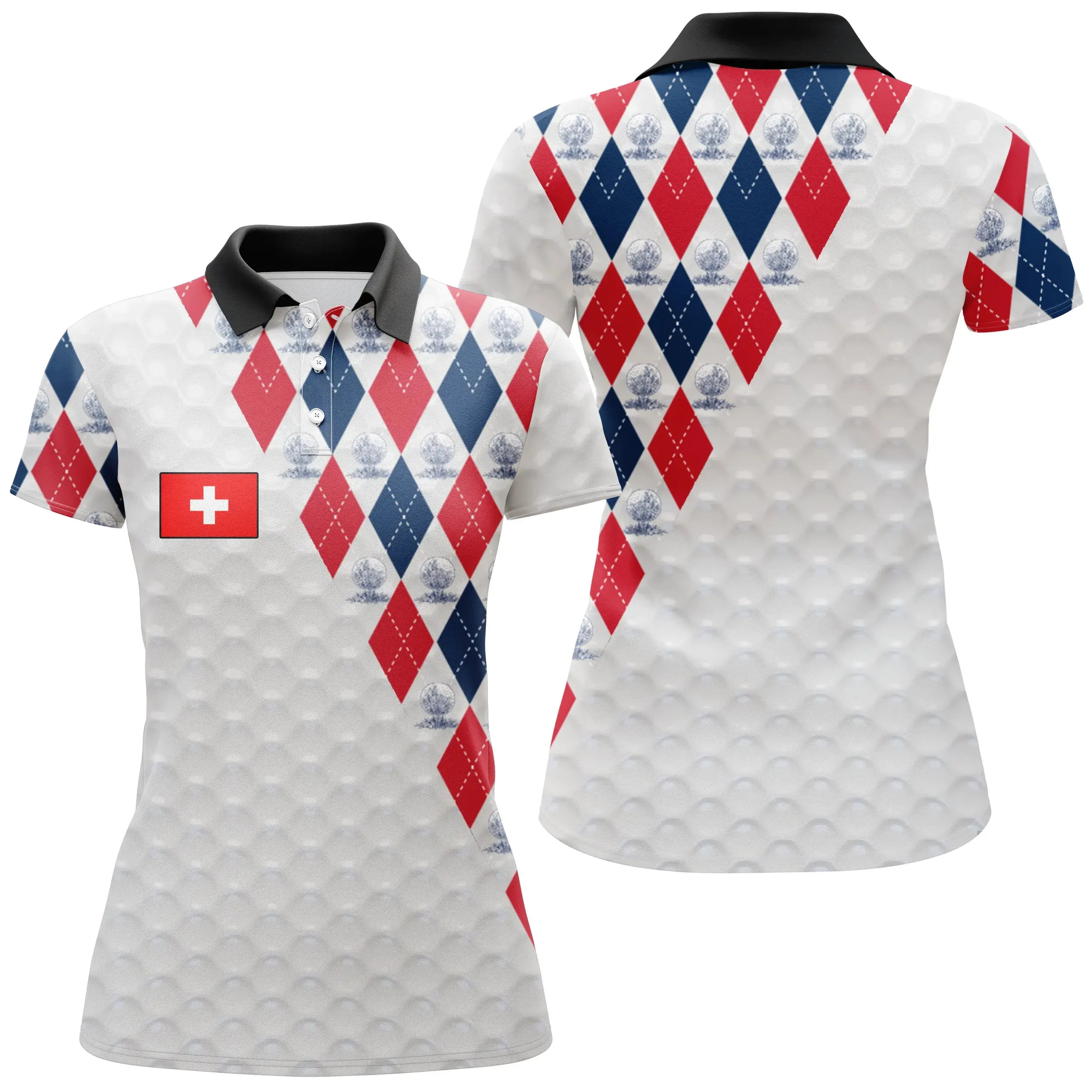 Polo de Golf Homme Et Femme, Drapeau Suisse, Cadeau Porte Bonheur Golfeur - CT10092223