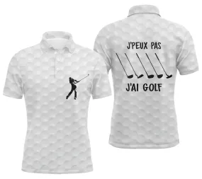 Polo Golf Blanc Effet Balle De Golf, Motif Club De Golf, Texte J'peux Pas J'ai Golf - Cadeau Idéal Golfeurs - CT11072322