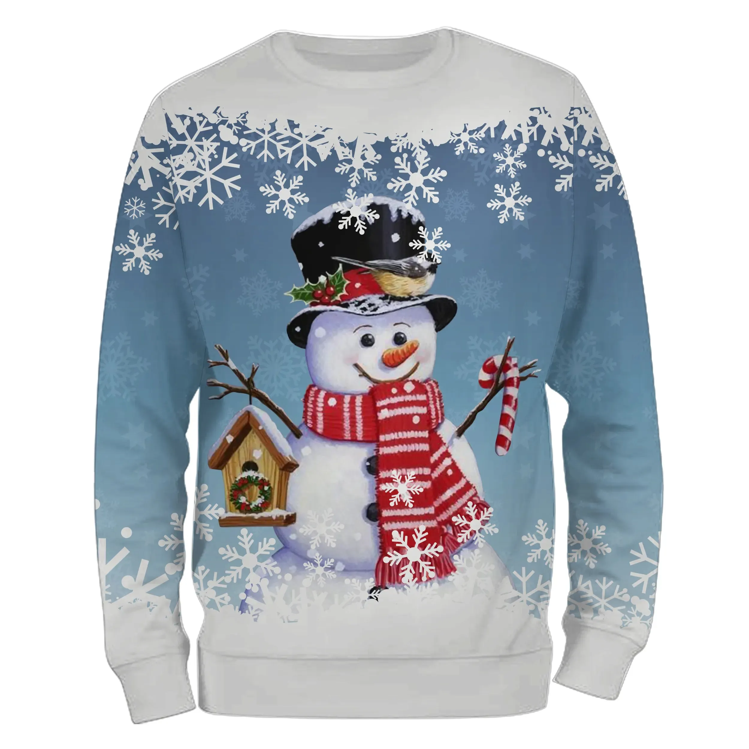 Pull Hivernal Festif: Bonhomme de Neige Souriant Avec Accessoires de Nol - CT04112333