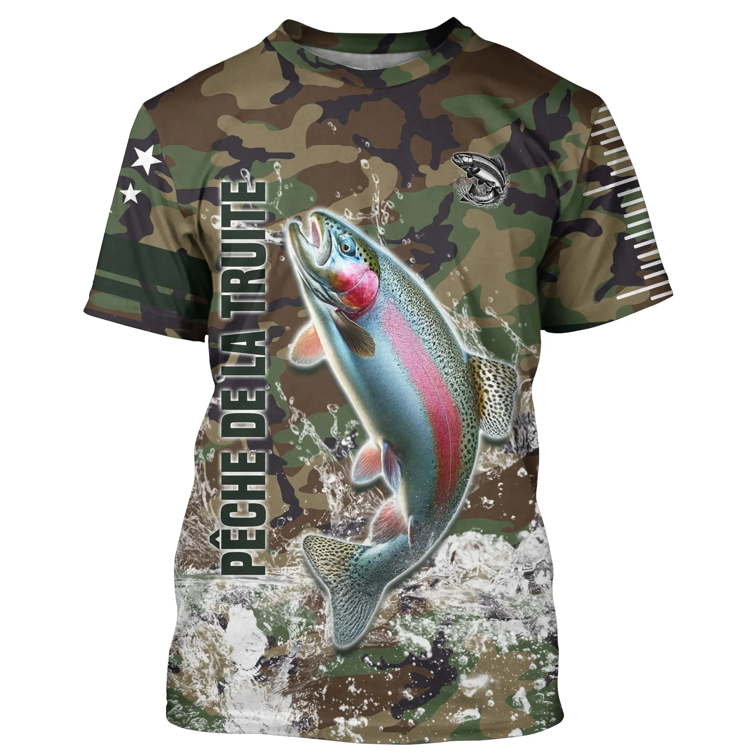 Pêche de la Truite, Cadeau Original Pêcheur, Camouflage Pêche, Tee Shirt, Sweat à capuche, Vêtement Anti UV, Cadeau Personnalisé Pour La Pêche - CTS16042211