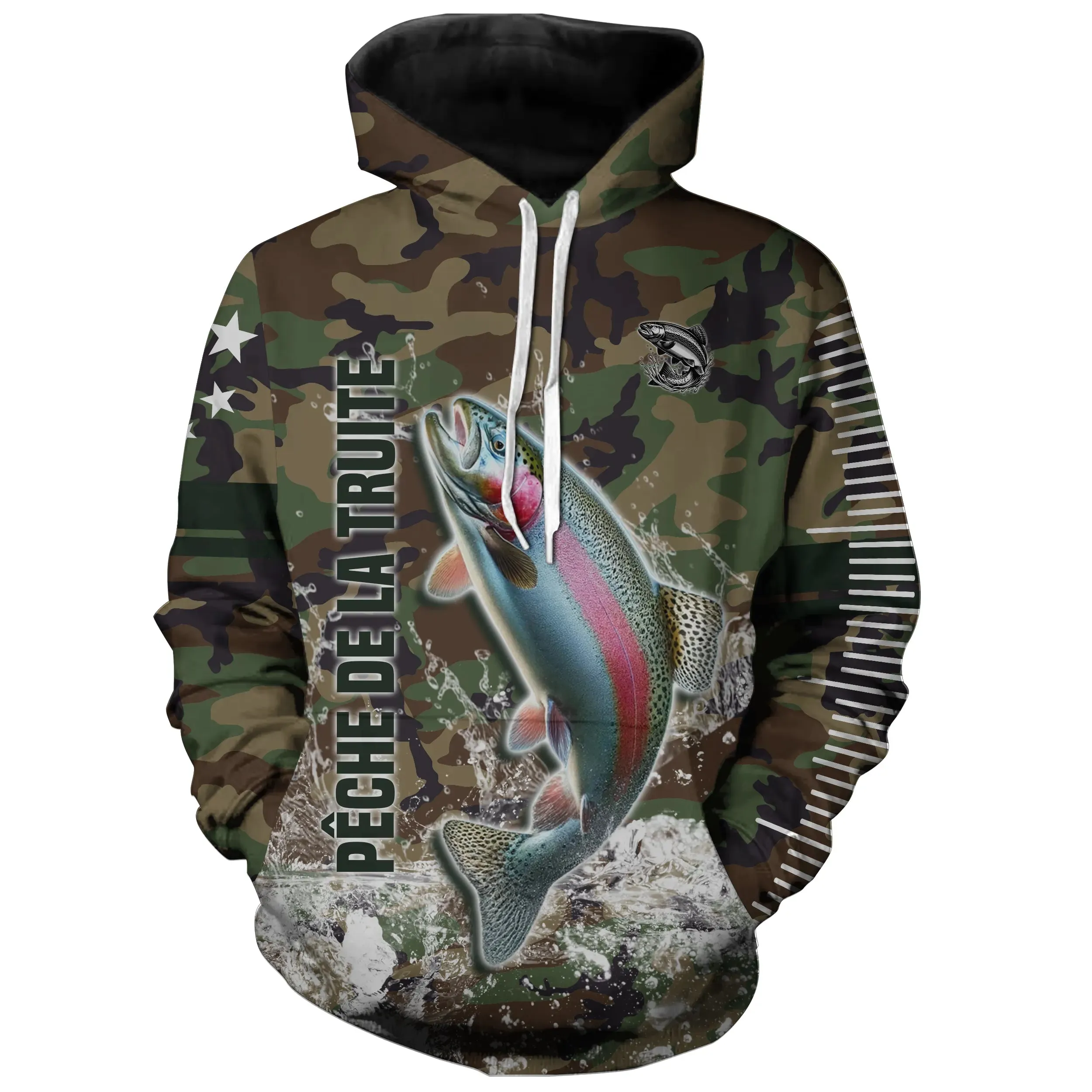 Pêche de la Truite, Cadeau Original Pêcheur, Camouflage Pêche, Tee Shirt, Sweat à capuche, Vêtement Anti UV, Cadeau Personnalisé Pour La Pêche - CTS16042211