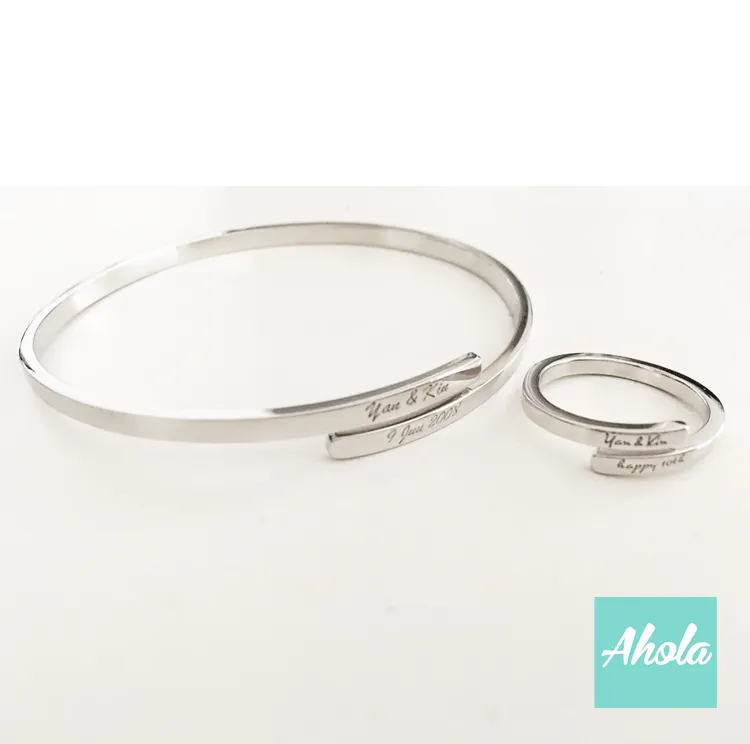 SP005 Platinum Plated 925 Sterling Silver Open Bangle