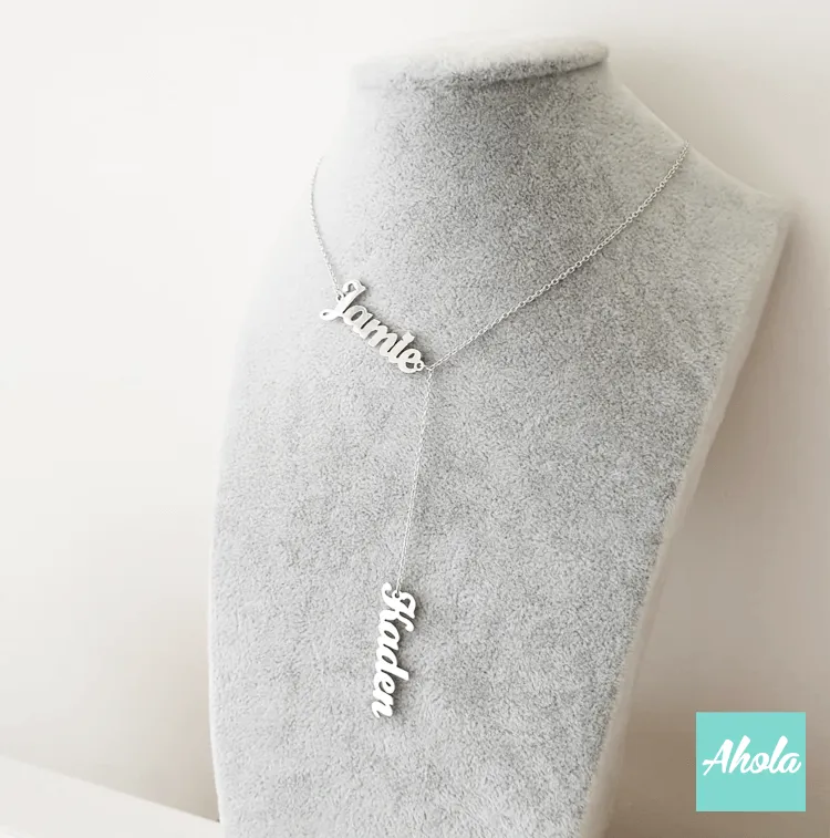 SP043 Sterling Silver Double Name Necklace