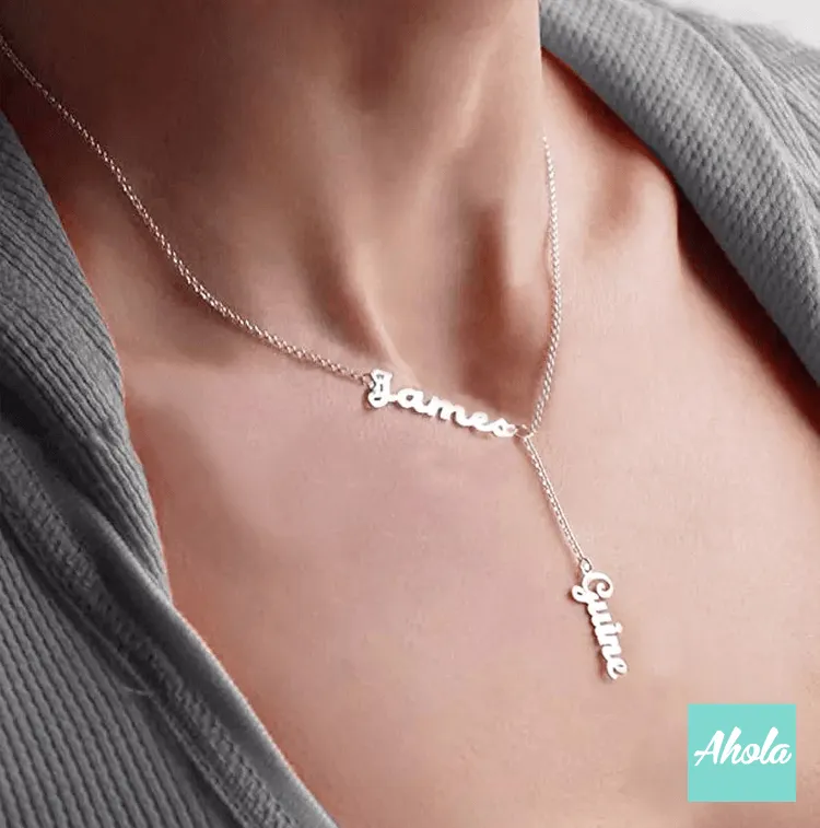 SP043 Sterling Silver Double Name Necklace