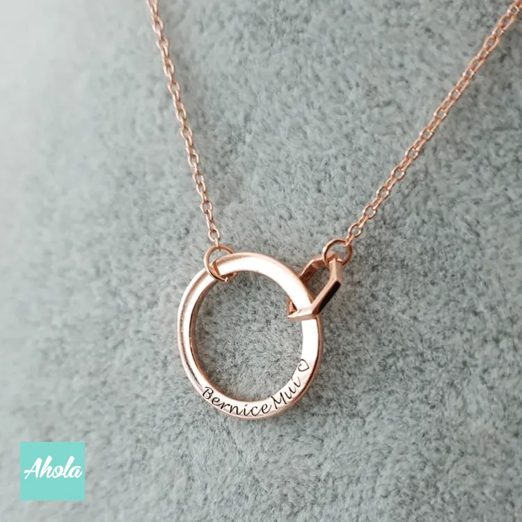 SP050 Sterling Silver Linked Circle Necklace 純銀圖形親子刻字頸鏈