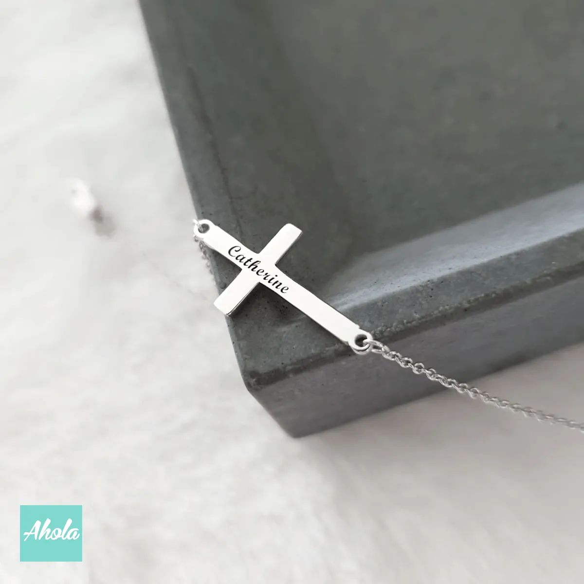 SP051 Sterling Silver Cross Bracelet 純銀十字架刻字手鏈