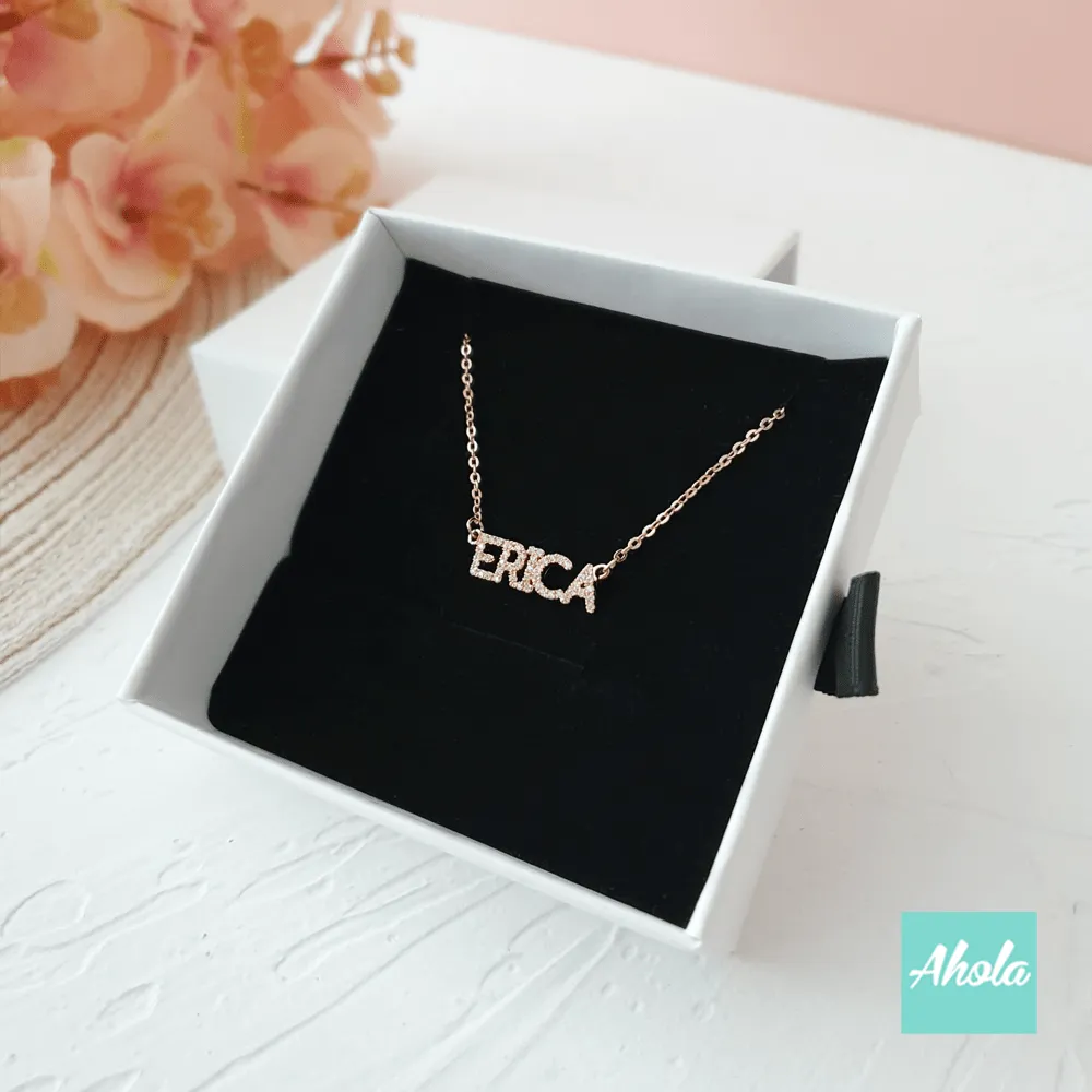 SP064 Sterling Silver Micro Pavé Cubic Zirconia Necklace 純銀鑲鋯石名字頸鏈