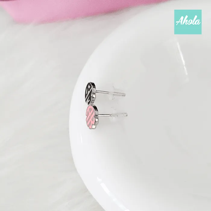 SP071 Block Monogram Initial 925 Sterling Sliver Enamel Name Earrings 字母組合琺瑯耳環