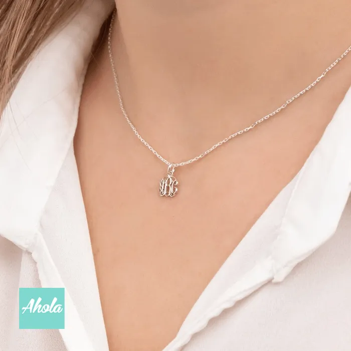 SP078 Dainty Monogram Letter 925 Sterling Sliver Necklace