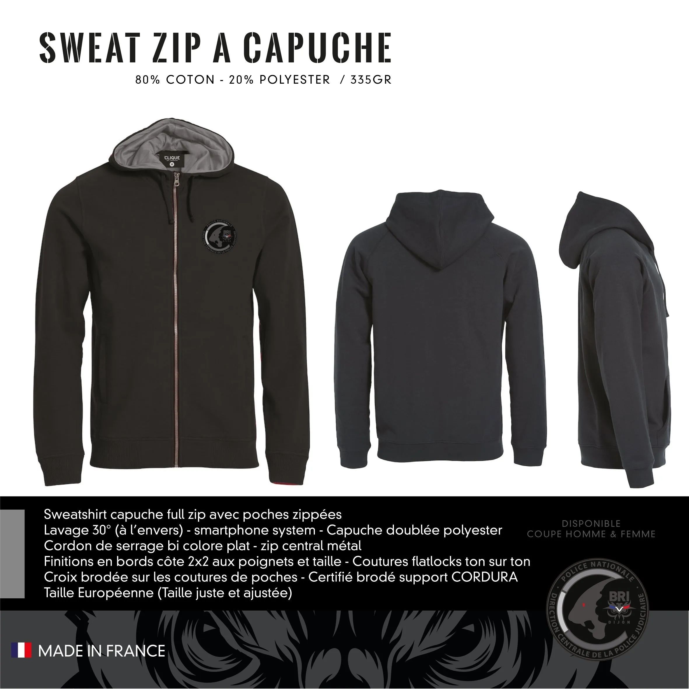 Sweat Zip à Capuche BRI DIJON