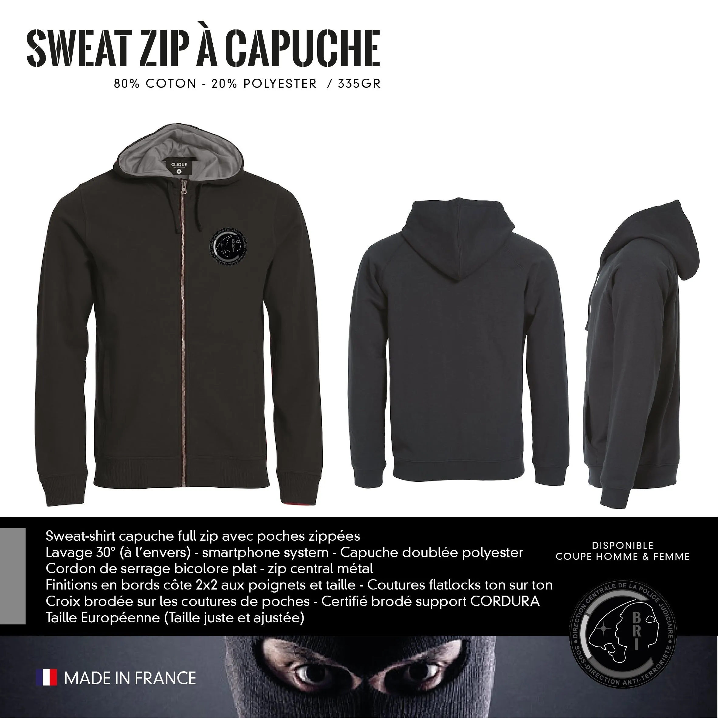 Sweat Zip à Capuche BRI SDAT