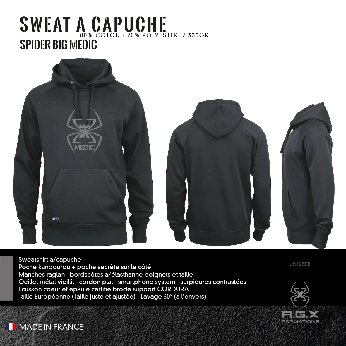 Sweat à Capuche AGX SPIDER BIG MEDIC