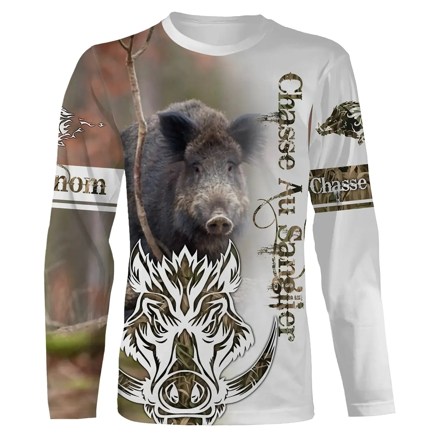 T-shirt, Sweat Chasse Au Sanglier, Cadeau Personnaliser Chasseur, Camouflage Chasse Passion - CT09112220